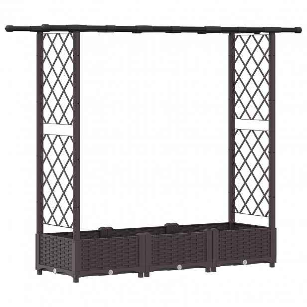 vidaXL Vyvýšený záhon s treláží a střechou Hnědá 164 x 40 x 121 cm PP