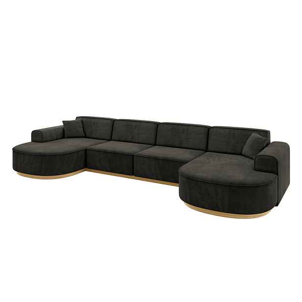 ALTDECOR SEDACÍ SOUPRAVA ve tvaru U MARI-U2-v2 388x171x83 Černá Velur