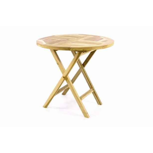 DIVERO 60388 Zahradní stůl sklopný z teakového dřeva -  Ø 80 cm