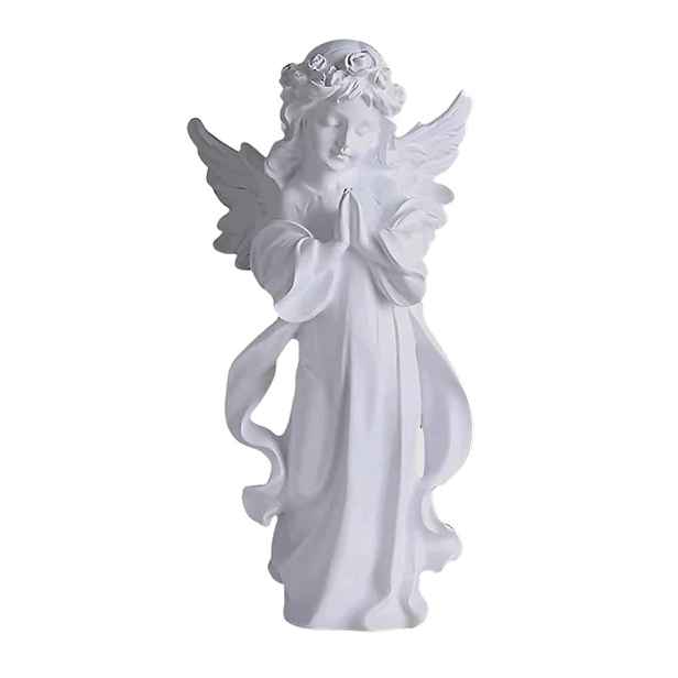 Figurka Anděla Na Hrob Hřbitov Bílá 15 CM Pryskyřice Modlící Se Andílek