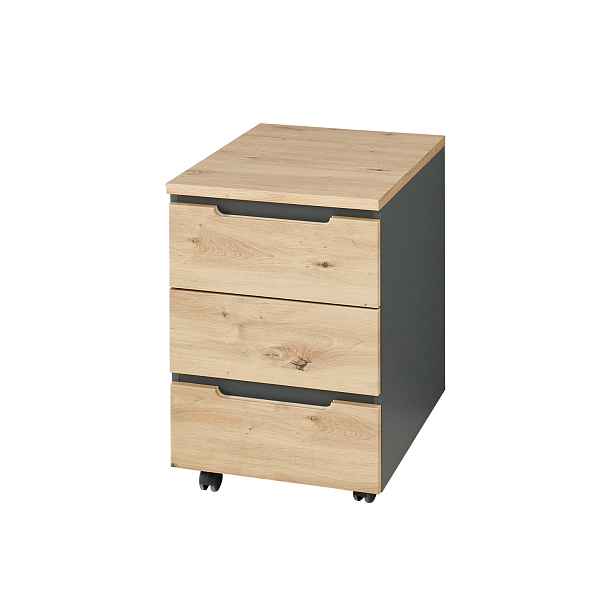 Szynaka Kancelářský kontejner Brego 17 45 cm se zásuvkami grafit/dub Artisan