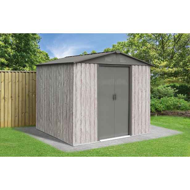 Zahradní domek BestBerg ZDB-4SD / 4,1 m² / 236 x 174 x 206 cm / dekor bílé dřevo/šedá