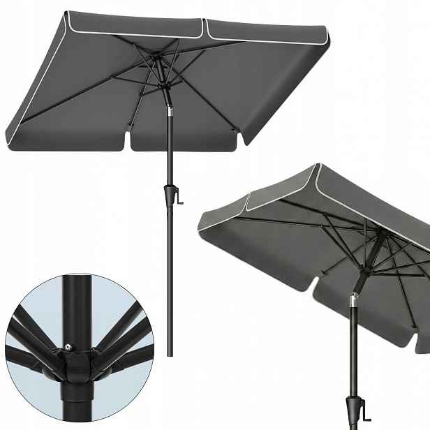 Zahradní Slunečník skládací, obdélníkový, nastavitelný 200x150 UV50, ocelová klika