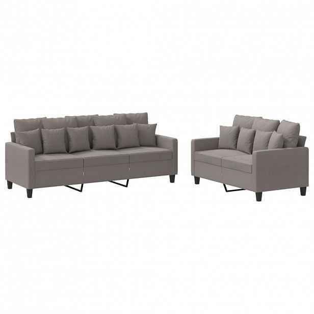 vidaXL 2dílná sedací souprava s poduškami taupe textil