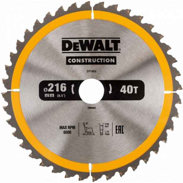 DeWALT - Pilový kotouč 216x30 mm, 40 zubů DT1953