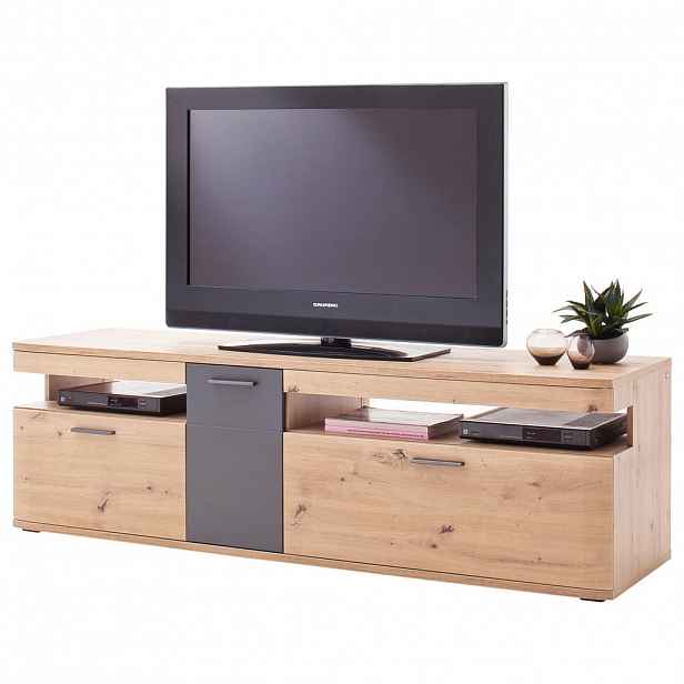 Livetastic KOMODA POD TELEVIZI, antracitová, barvy dubu, 180/55/50 cm