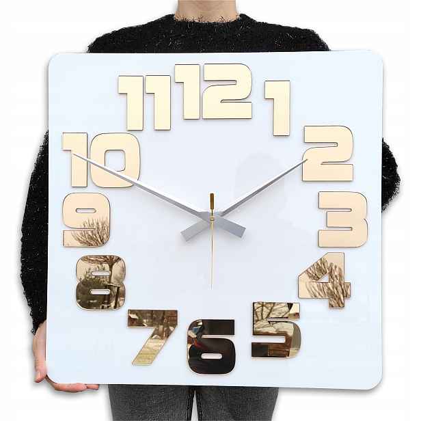 Nástěnné hodiny Logik Bílo-zlaté 50 cm tiché styl