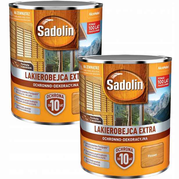 Set Sadolin Extra 2x0,75L Ochranný Lak Na Dřevo Piniový 1,5L