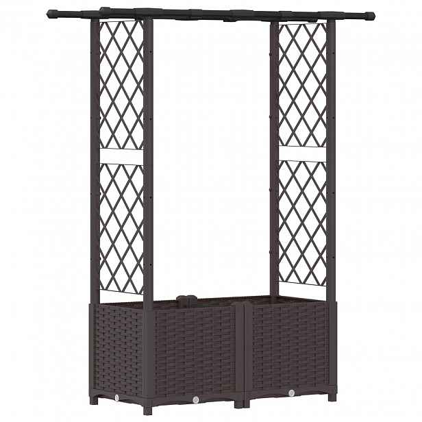 vidaXL Vyvýšený záhon s treláží a střechou Hnědá 124,5 x 40 x 136 cm