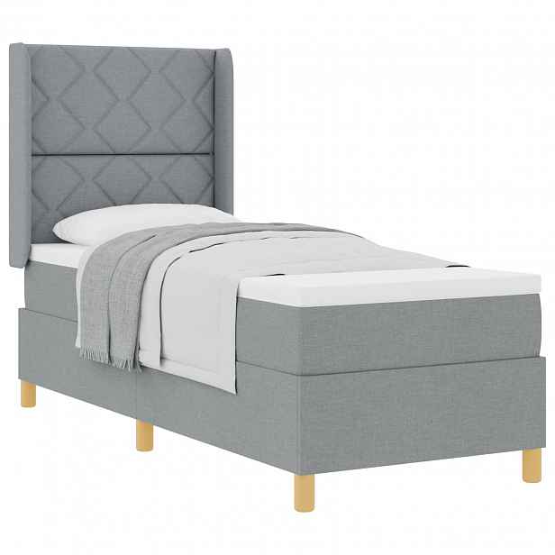 vidaXL Postel s boxspringem s čelo Světle šedá 80 x 200 cm textil