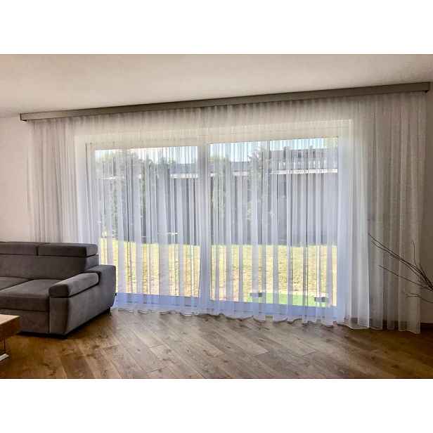 Hotová Záclona Bambus Markýza Bílá Páska Oka šířka 350 cm