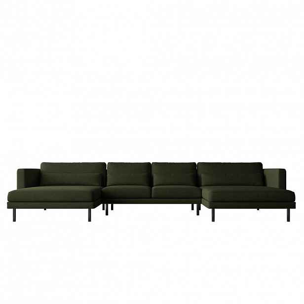Kaiser Möbel ROHOVÁ SEDAČKA DANI ve tvaru U stylová tkanina Verita Tmavě zelená