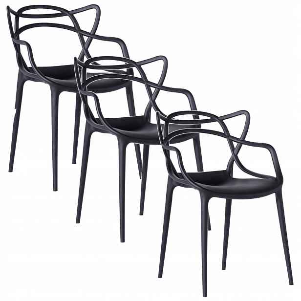 Křeslo Loft Černé Moderní Designové Křeslo Kuchyně Obývacího Pokoje Premium x3