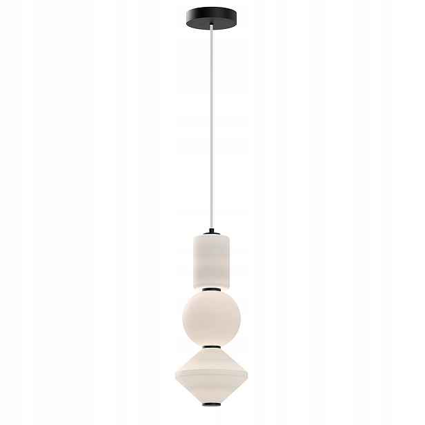 Závěsná Led lampa bílá černá skleněná ozdobná do obývacího pokoje 3000K Alora Mood