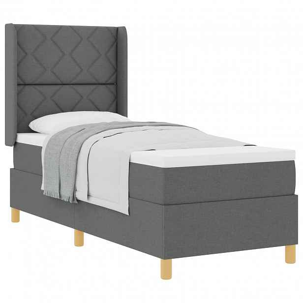 vidaXL Postel s boxspringem s čelo Tmavě šedá 80 x 200 cm textil