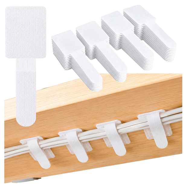 Držák kabelů pod stůl Bílý Samolepicí Nylon Rzep 9x3 Cm 40 ks