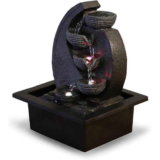 Fontána vodopádová, pryskyřice, černá, 17 x 21 x 26 cm