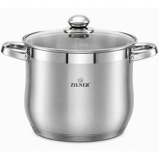 Hrnec Stříbrný Vysoký Indukce Plyn 26 CM 11 L Zilner Premium