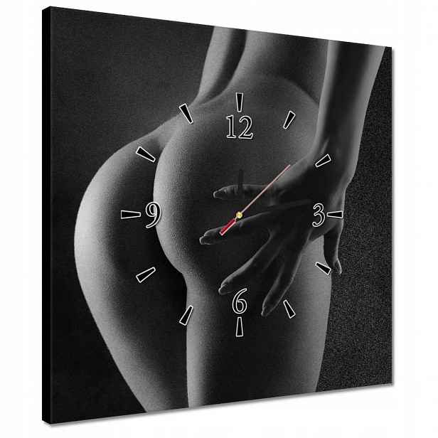 Nástěnné hodiny 40x40 Tvarovaný zadeček Akt