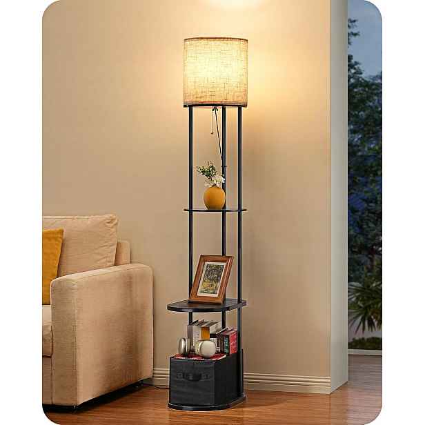 Podlahová Lampa S Policemi A Usb 165 CM