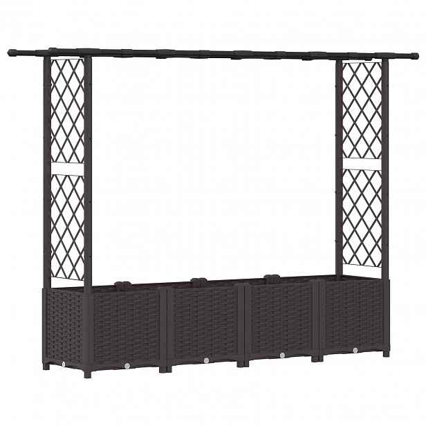 vidaXL Vyvýšený záhon s treláží a střechou Hnědá 203 x 40 x 136 cm PP