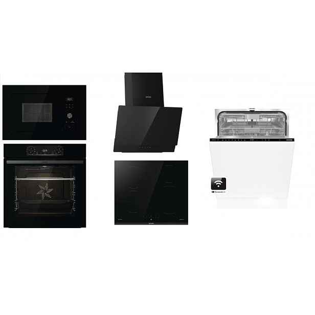 Set Gorenje, trouba+ deska + digestoř+ MW trouba + myčka