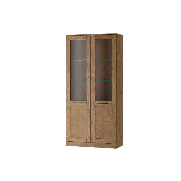 Szynaka Vitrína Cozy 12 z masivu s LED osvětlením 95 cm dub Rustikal