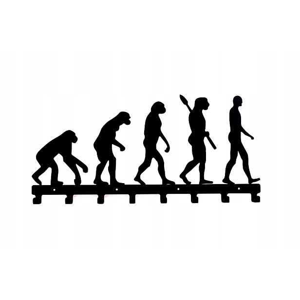 Věšák na oblečení s grafikou a klíčem Ewolucja Darwin