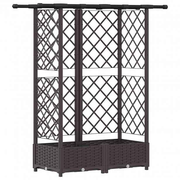 vidaXL Vyvýšený záhon s treláží a střechou Hnědá 124 x 40 x 121 cm PP