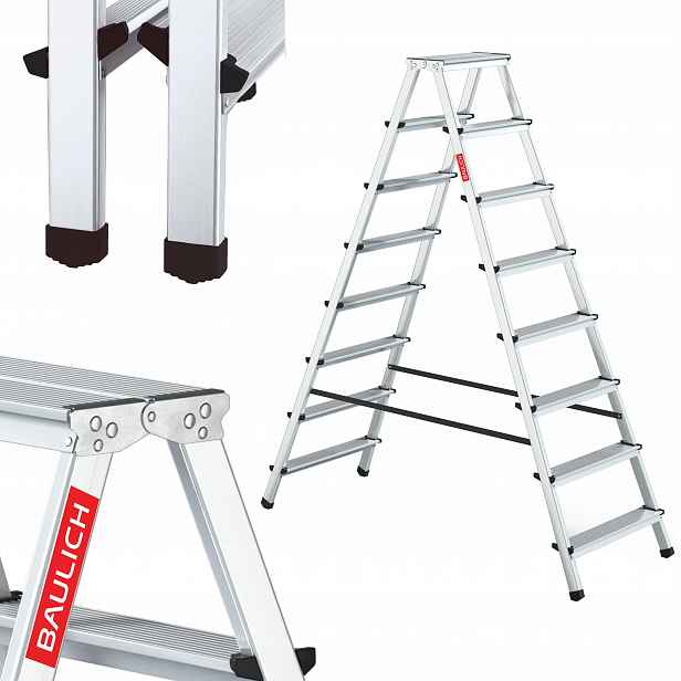 Žebřík s 8 stupni 2x8, dvoustranný, domácí Baulich
