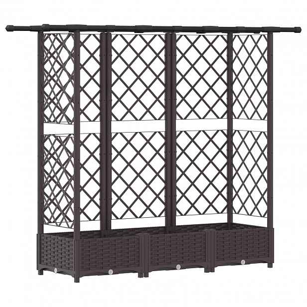 vidaXL Vyvýšený záhon s treláží a střechou Hnědá 164 x 40 x 121 cm PP
