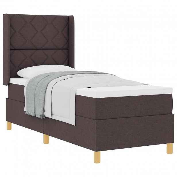 vidaXL Postel s boxspringem s čelo Tmavě hnědá 80 x 200 cm textil