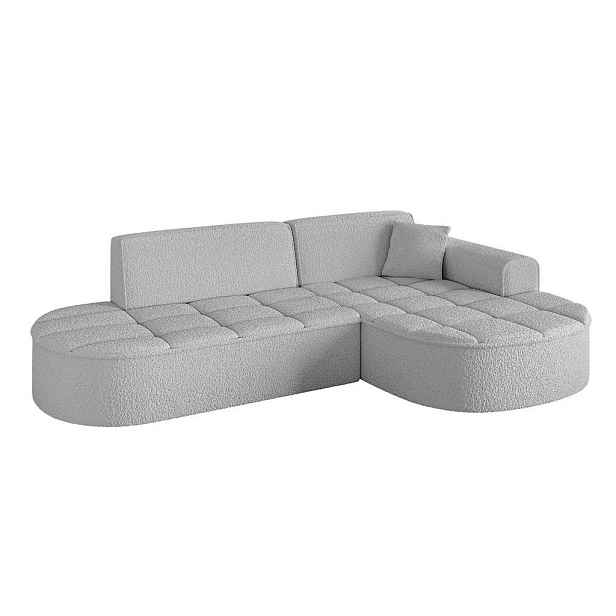 ALTDECOR ROHOVÁ SEDAČKA s otomanem, pravá TARO-L1 243x171x79,5 Světle šedá Buklé