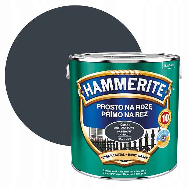Hammerite Na Rez 2,5L Antracitový Polomatný Barva Na Kov