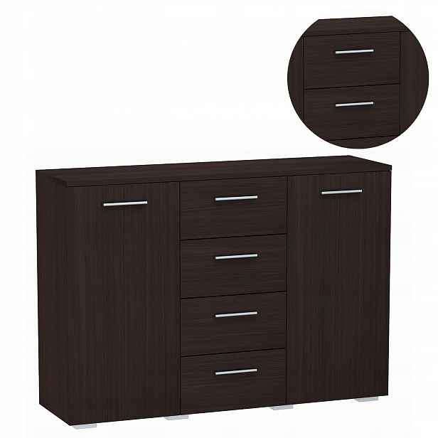 Komoda Helena 120 cm 2D4S Wenge velká šatní skříň na oblečení hračky