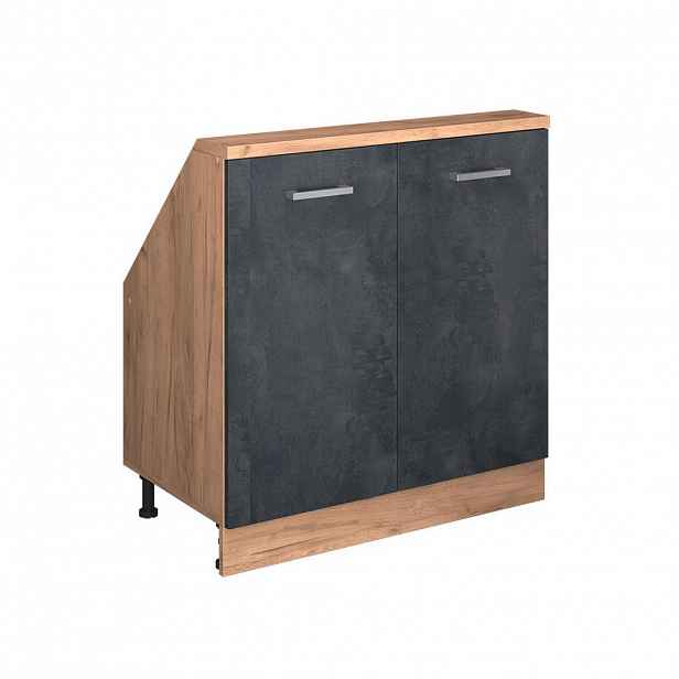 Vicco KUCHYŇSKÁ SKŘÍŇKA POD ŠIKMOU STŘECHU R-Line Černý beton 80 cm se 2 dvířky