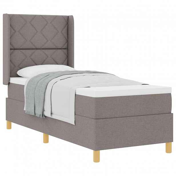 vidaXL Postel s boxspringem s čelo Taupe 80 x 200 cm textil
