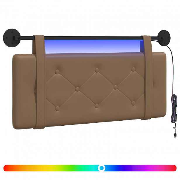 vidaXL Závěsné čelo postele S LED osvětlením Cappuccino Umělá kůže