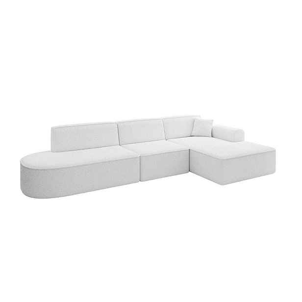 ALTDECOR ROHOVÁ SEDAČKA s otomanem, pravá IREA-L2-v3 327x165x77 Bílá Buklé
