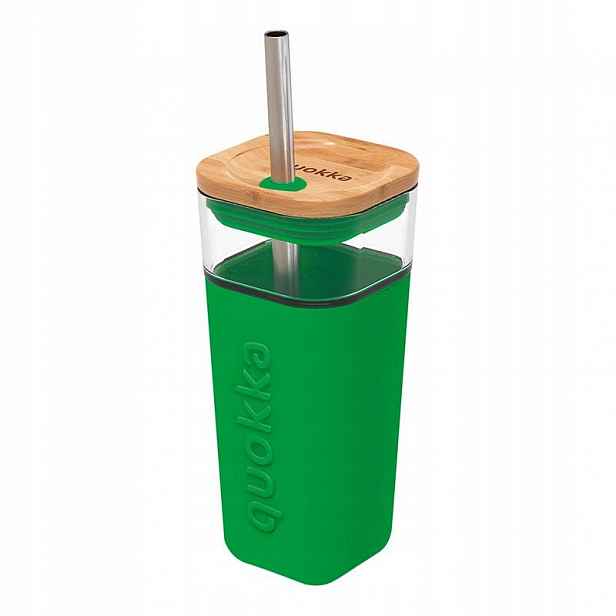 Skleněný hrnek s brčkem Quokka Cube s víčkem Bpa Free na vodu 540 ml