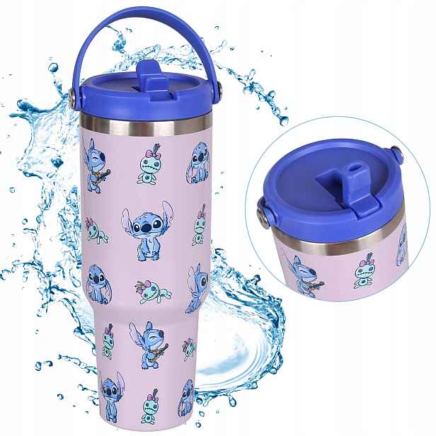 Stitch Velký termohrnek s víčkem, Nerezová Ocel cestovní 1,18l