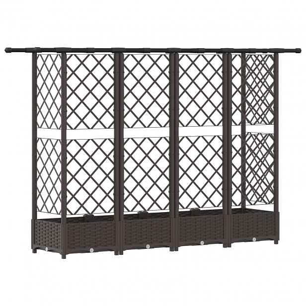 vidaXL Vyvýšený záhon s treláží a střechou Hnědá 202,5 x 40 x 121 cm