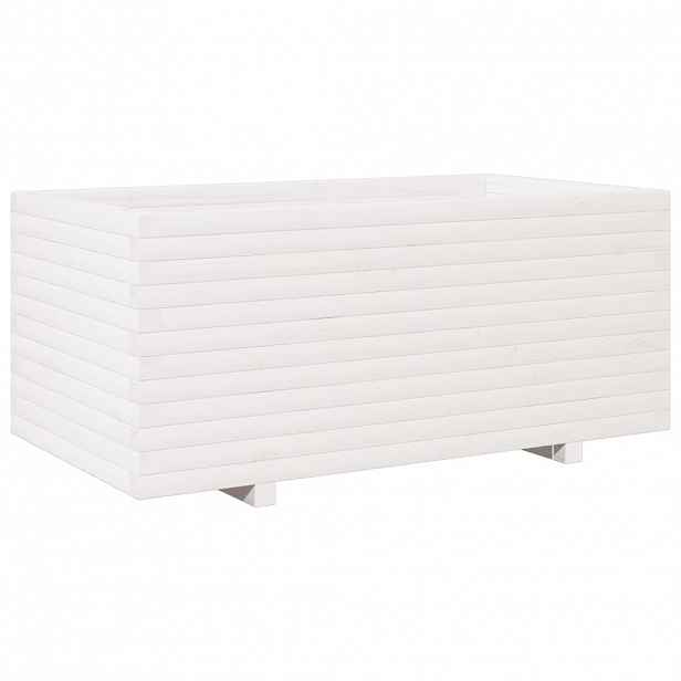 vidaXL Zahradní truhlík bílý 110 x 60 x 49,5 cm masivní borovice