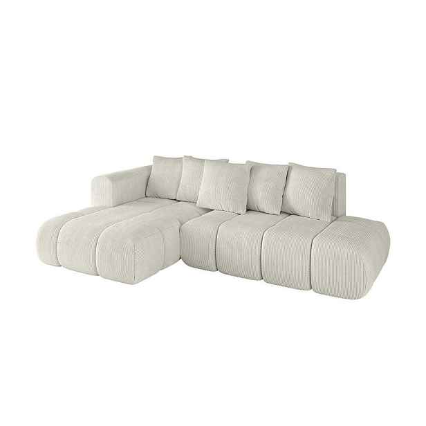 ALTDECOR ROHOVÁ SEDAČKA s funkcí spaní a otomanem, levá CLOUD-L-v1 280x185x90 Krémová Manšestr