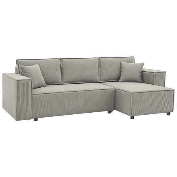 Beautysofa ROHOVÁ ROZKLÁDACÍ POHOVKA Neapol s úložným prostorem, 255 cm, manšestrová látka, cappuccino