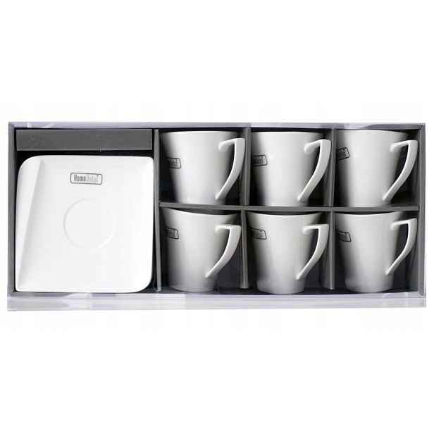 Kávový set 12 ks Quatre 6 x šálek 250 ml 6 x podšálek 15 cm bílý