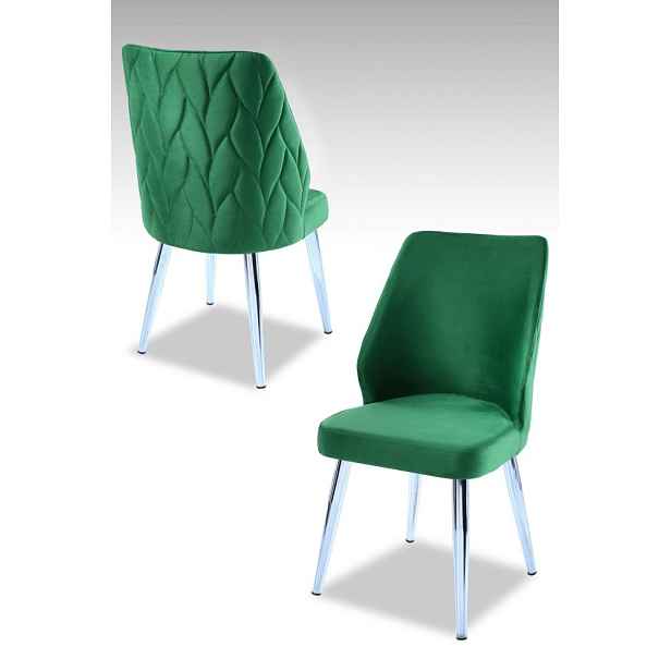 Sada židlí (2 kusy) Pufi - Green, Chrome