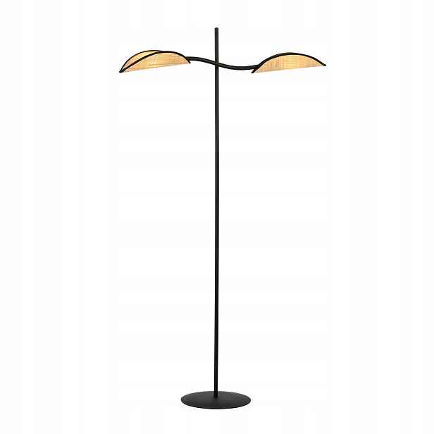 Stojací lampa Emibig Lotus LP2 2xE14 černá/béžová, kov/ratan