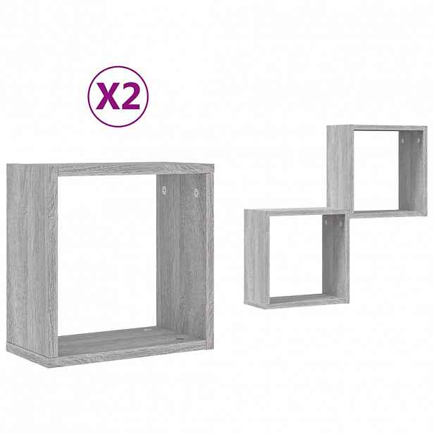 vidaXL Nástěnné krychlové police 2 ks šedý sonoma 30 x 15 x 30 cm