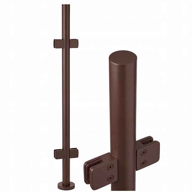 Průchozí Sloupek 100 cm pro skleněné zábradlí 42 mm Hnědý Loft